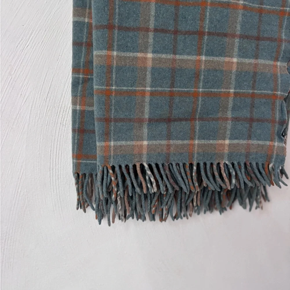 Pendleton Plaid 100% Wool Fringe Throw Blanket 48”x 60”
